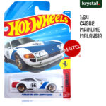 Hot Wheels Ferrari 365 GTB4 Competizione 1:64 scale die-cast car white with blue and red racing stripes