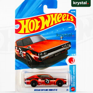 Red Hot Wheels Nissan Skyline 2000 GT-R Hakosuka die-cast 1:64 scale toy car from HW J-Imports series