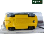 Hot Wheels Renault Espace F1 yellow die-cast car underside view in blister pack, HW Modified Rides 1:64 scale