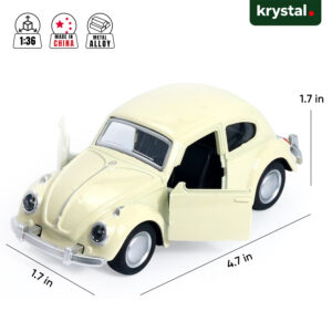 Nail beige 1:36 scale Volkswagen Beetle Classic diecast model car with opening doors and metal alloy body