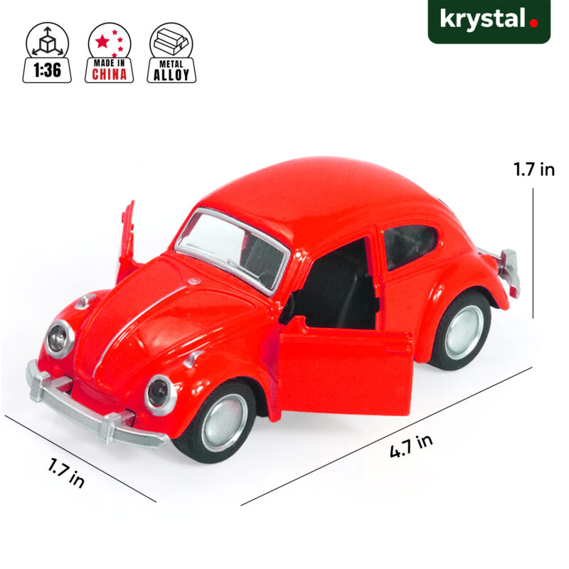 1:36 scale armor red Volkswagen Beetle classic diecast model car with opening doors