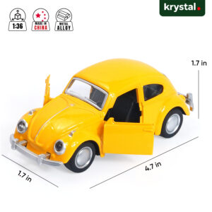 Armor Yellow Volkswagen Beetle 1:36 scale classic diecast model car with opening doors by Krystal