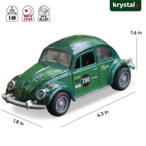 Krystal 1:38 scale green Volkswagen Beetle diecast racing car with 780 livery and metal alloy body