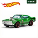 Hot Wheels King Kuda green die-cast muscle car toy with exposed chrome engine and racing decals