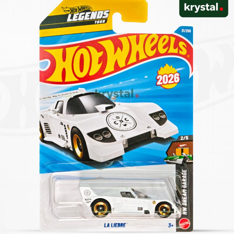 Hot Wheels La Liebre white 1:64 scale diecast car, Legends Tour Winner, HW Dream Garage series