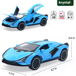 Blue Lamborghini Sián FKP 37 1:32 scale diecast model car with opening doors and pull-back action