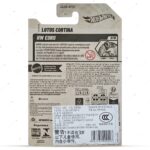 Back of Hot Wheels Lotus Cortina HW Euro series packaging card with product details and Castrol branding