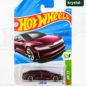 Hot Wheels Lucid Air maroon die-cast luxury EV sedan, 1:64 scale model from the HW EV series 59/250
