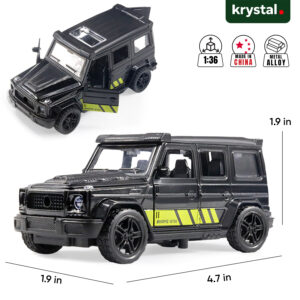 1:36 scale silver Mercedes-Benz AMG G63 diecast model car with expedition roof rack and alloy body