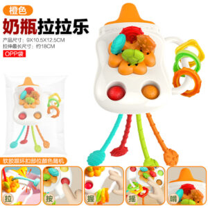 Krystal silicone sensory pull string toy with colorful textured ropes and teether for baby fine motor skill development