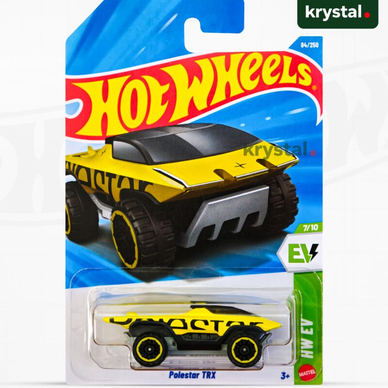 Hot Wheels Polestar TRX yellow electric off-road SUV diecast car, 1:64 scale HW EV series 84/250