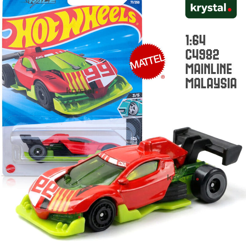 Hot Wheels Punk Rod red die-cast toy car, 1:64 scale Mattel Mainline Malaysia collectible with number 99 decals