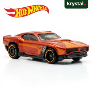 Hot Wheels Ravenger S/T orange metallic die-cast muscle car with racing stripes and black wheels