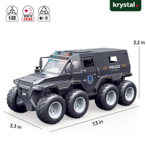 Krystal Shaman 8x8 Police ATV 1:32 scale toy model with pull-back motion, lights, and sounds