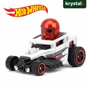 Hot Wheels Skull Shaker white die-cast toy car with red metallic skull driver and flame decals