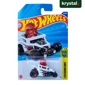 Hot Wheels Skull Shaker white die-cast toy car with red skull driver in Experimotors blister pack packaging