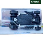 Underside of Hot Wheels Skull Shaker die-cast car showing Mattel details and made in Malaysia stamp
