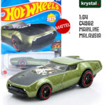 Hot Wheels Slide-Burn 1:64 Die-Cast Car 2025 Hot Wheels Slide-Burn 2025 Mainline 1:64 scale die-cast car in metallic green with black hood and red rim wheels