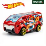 Hot Wheels The Vanster 2025 HW Art Cars-The Vanster (4) Hot Wheels The Vanster red die-cast toy van from 2025 HW Art Cars series with geometric graphics