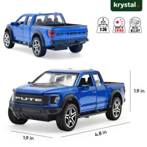 Blue 1:36 scale Ford F-150 Tonka diecast pickup truck with openable doors and alloy body