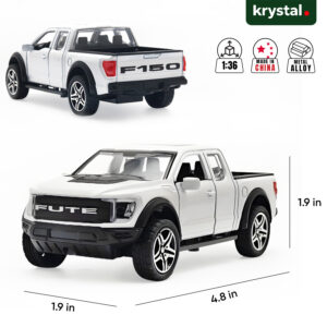White Ford F-150 Tonka 1:36 scale diecast model pickup truck with alloy body and pull-back drive