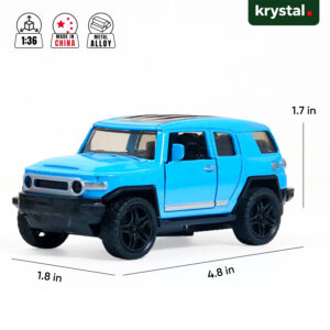 Blue Krystal 1:36 Toyota FJ Cruiser diecast model car, metal alloy off-road SUV toy with pull-back action