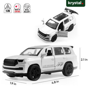 White Toyota Land Cruiser LC300 diecast model 1:36 scale with opening doors and pull-back action