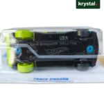 Base of Hot Wheels Track Dwagon die-cast car showing authentic Malaysia stamp and lime green wheels