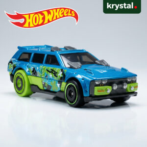Hot Wheels Track Dwagon blue and green die-cast toy car with rugged off-road design and topographic graphics