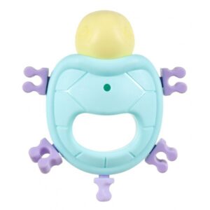 Krystal Curated turtle-shaped baby rattle and teether toy, BPA-free silicone sensory toy for infant teething relief