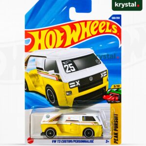 Hot Wheels VW T3 Custom yellow and white die-cast car, 1:64 scale Volkswagen Peak Pursuit series