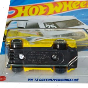 Hot Wheels VW T3 Custom 1:64 scale yellow van undercarriage showing HRY57 casting code and Mattel branding