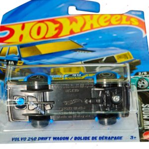 Blue Hot Wheels Volvo 240 Drift Wagon die-cast car HW Mods 2/5 1:64 scale with racing decals