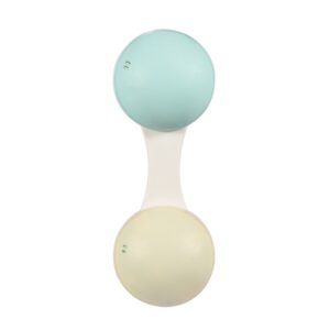 Krystal Curated BPA-free baby rattle and teether toy in mint and yellow, safe sensory teething toy for infants