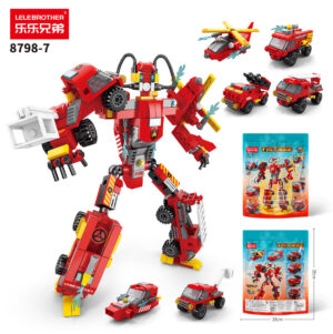 6-in-1 Fire Rescue Robot Building Block Set – 472 PCS, Age 6+, STEM Toy for Kids - Fire Rescue