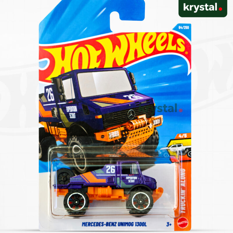 Hot Wheels Mercedes-Benz Unimog 1300L purple expedition scout truck 1:64 scale die-cast toy