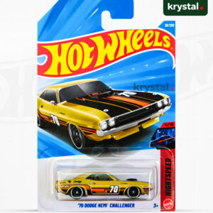 Hot Wheels '70 Dodge Hemi Challenger yellow die-cast muscle car 1:64 scale model