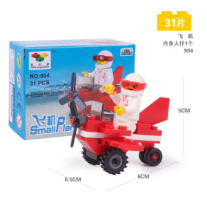 31-piece red toy airplane building block set with pilot minifigure, LEGO-compatible city life series