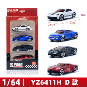 YZ Model 1:64 scale alloy die-cast speed racing car 4-pack, premium miniature supercar collection