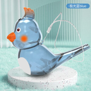 Aurora blue translucent musical water bird whistle with lanyard for realistic warbling and oral motor development
