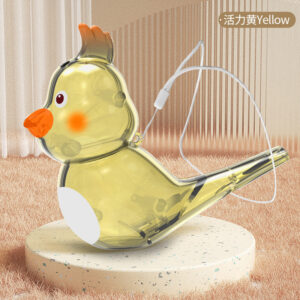 Yellow cockatiel musical water bird whistle toy for kids with lanyard and realistic warbling bird sounds