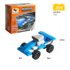 Blue racing car building block toy, 23-piece LEGO-compatible mini speed machine model 212 for kids