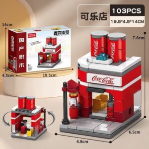 Lele Brother Crea Street Coke Shop building block set, 103-piece miniature beverage storefront toy