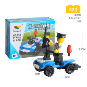 Little Companion City Rescue police command vehicle building block set with minifigure, 32 pieces, LEGO-compatible.