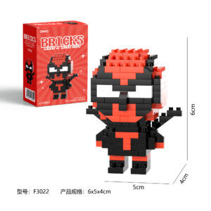 DMXC Hero Bricks F3022 red and black micro building block superhero figurine, DIY pixel art collectible toy