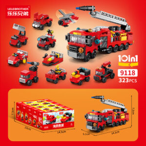 Lele Brother 9118 Fire Rescue 10-in-1 building blocks set, 323 pieces Lego compatible fire truck toy