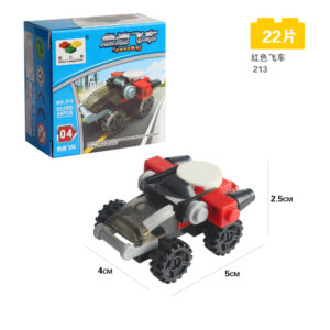 Red Flying Car mini building block set with 22 LEGO-compatible pieces, pocket-sized racing toy for ages 6+