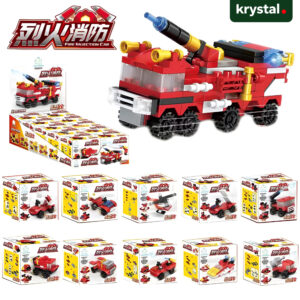 Lele Brother Fiery Fire 10-in-1 building blocks set featuring firefighting trucks, helicopters, and rescue vehicles