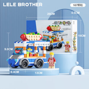Lele Brother Mini Food Cart Building Blocks Hot Dog Truck set with 167 pieces and mini-figure