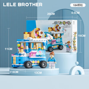 Lele Brother Ice Cream Cart building blocks set, 184 pieces with mini-figure, Lego compatible DIY toy food truck